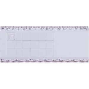Amaze Tile Ruler Puzzle in translucent white with grid and measurement markings, featuring a branding logo.