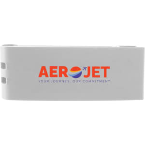 A sleek Grip Clip Phone Stand featuring the logo of AeroJet, designed for convenient phone support.