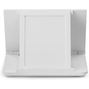 A white Glide Phone Stand with an adjustable rear support, designed for holding a mobile device.