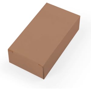 A plain brown box designed for packaging, featuring a smooth surface and no visible branding or labels.