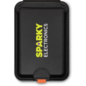 A black phone wallet featuring a logo, designed to hold cards and small items securely.