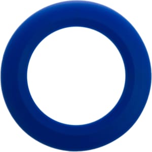 A blue silicone flyer shaped like a disc, featuring a smooth and rounded exterior.