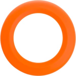 An orange silicone flyer with a circular design.