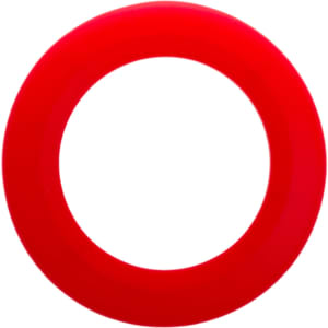 A red silicone flyer with a circular design.