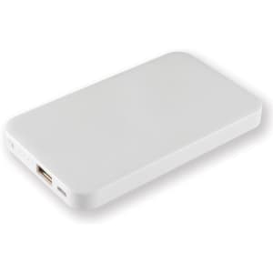 A white Dynamo Wireless Power Bank designed for charging devices on the go.