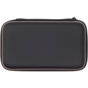 A black, rectangular hard case with a zip closure, suitable for storing electronic devices or accessories.