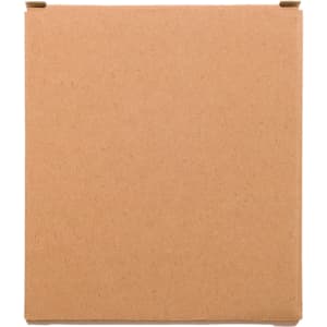 A plain brown cardboard box, featuring a simple rectangular design with flaps on the top for closure.
