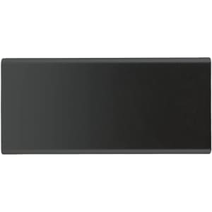 A sleek black power bank with a smooth surface and a logo, designed for charging devices on the go.