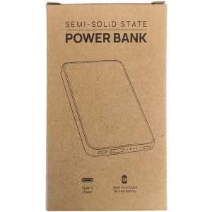 A cardboard package containing a semi-solid state power bank. The design is simple with a Type-C port visible.