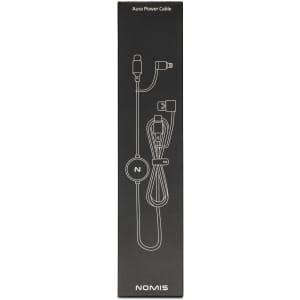 A packaging image of a black power cable, featuring a logo and a clear illustration of the cable's components.