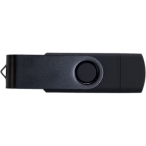 A Swivel USB Flash Drive Dual 8GB in black design, featuring a swivel mechanism for protection and convenience.
