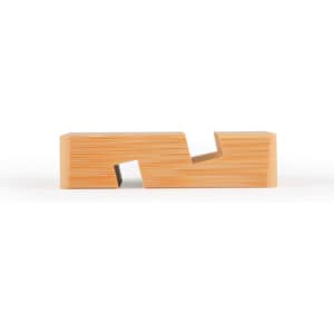 A bamboo tablet and phone stand featuring a modern, minimal design with a cutout for holding devices securely.
