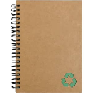 A Stone Paper Notebook with a spiral binding and a recycled material emblem on the cover.