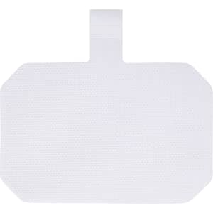 A white lanyard with a rectangular attachment, featuring a textured surface and a hanging loop.