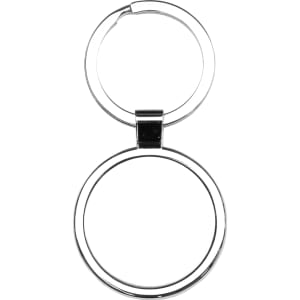 A silver metal keyring featuring a circular ring and a split keyring design.