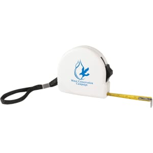 A white 3m locking tape measure with a branded logo and a yellow measuring tape, featuring a black wrist strap.