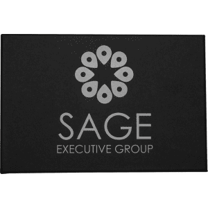A black box featuring a circular logo and the text "SAGE EXECUTIVE GROUP" in silver.