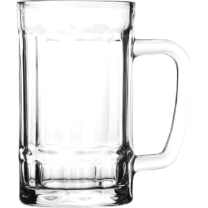 A clear, 400ml Bavarian beer glass featuring a sturdy handle and a classic design, perfect for enjoying beverages.