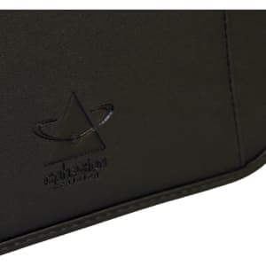 A black portfolio with a textured finish and embossed logo, suitable for office and business use.
