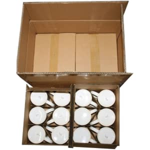 Several ceramic mugs arranged neatly in cardboard boxes, showcasing a simple white design with a logo.