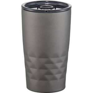 A drink bottle in matte grey with a textured design, featuring a lid and a logo. Capacity: 420ml.