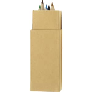 A coloured pencil set containing six pencils in various colours, packaged in a simple cardboard box.