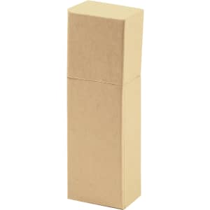 A tall brown cardboard box with a simple design, ideal for packaging various products.