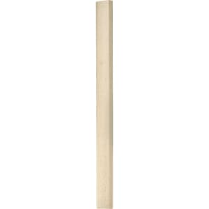 A wooden pencil, light in colour and rectangular in shape, standing upright against a neutral background.
