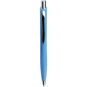 A blue ballpoint pen with a sleek design and a metallic clip. It features a smooth grip for comfortable writing.