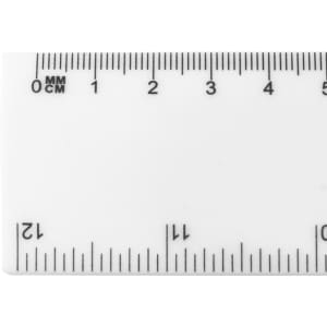 A 30cm white ruler featuring metric measurements and a logo.