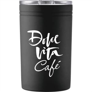 A drink bottle in matte black, featuring a clear lid and a logo on the front. Capacity: 325ml.
