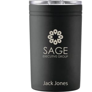 A drink bottle with a black matte finish, featuring a clear lid and a logo. It has a 325ml capacity.