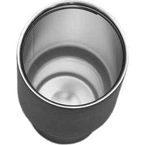 A drink bottle in grey with a stainless steel interior, featuring a handle and a curved design.