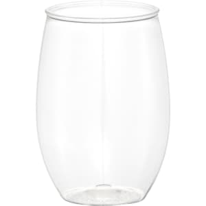 A clear, stemless wine cup made of glass, featuring a smooth and modern design.