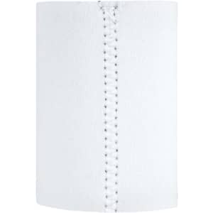 A white neoprene stubby holder featuring a seam, suitable for holding drink bottles.