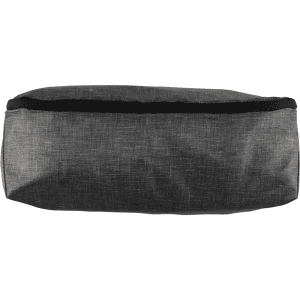 A grey packing cube with a sleek, minimalist design, featuring a black border and a logo on one side.