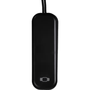 A black foldable charging cable with a wireless watch charger, featuring a sleek, compact design and a branding logo.