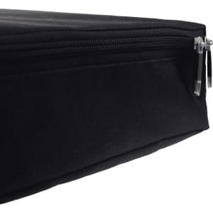 A black zippered case with a textured surface, suitable for storage or transport of items.