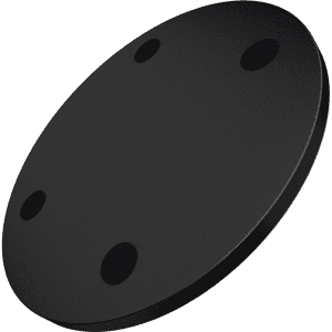 A black QI wireless charger with a sleek, circular design and four non-slip pads on the underside.