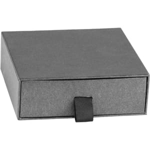 A grey box with a pull tab, featuring a sleek, minimalist design suitable for packaging products.