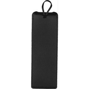 A black PU leather bag with a loop for hanging, designed for organising cables and technology accessories.