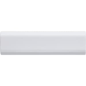A white modular charging cable made from recycled plastic, featuring a simple design and an unobtrusive branding logo.