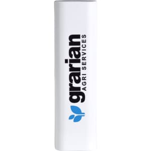 A white charging cable with a logo, designed for modular connections, suitable for phone and technology devices.