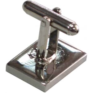 A pair of silver plain cufflinks with a polished finish and a square base.