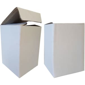 A drink box with an open flap, featuring a plain white exterior. No logos or branding visible.