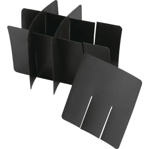 A black cooler bag with multiple compartments, featuring a simple design for organising items. It includes a logo.