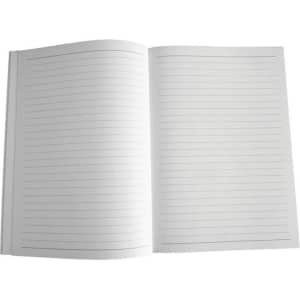 A5 journal cover with lined pages, featuring a simple design and a subtle logo. The colour is neutral white.