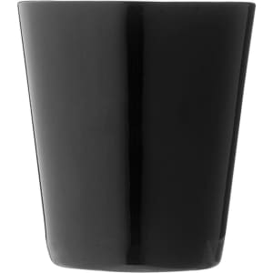 A black scented candle in a sleek, modern holder. The design is simple and elegant, suited for home décor.