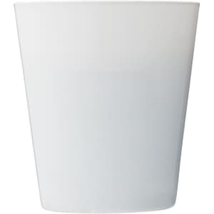 A white, frosted glass candle holder. Simple design, suitable for home décor.