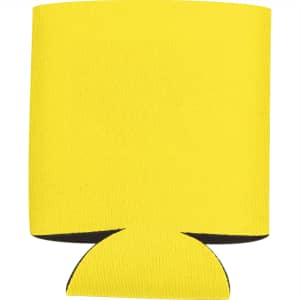 A drink insulator in bright yellow with a collapsible design, suitable for 350ml beverage cans.